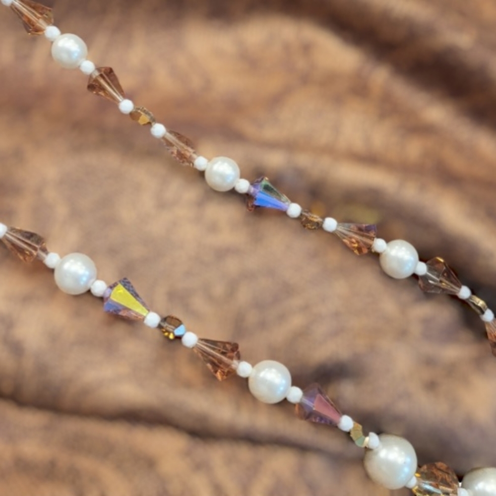 VENDOME VINTAGE 24 in Necklace Amber, White, Aurelius Borealis Art Deco …